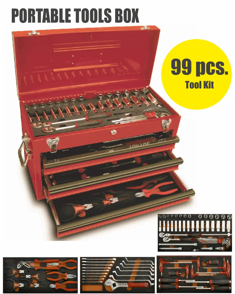 Portable Tool Box with Tools
